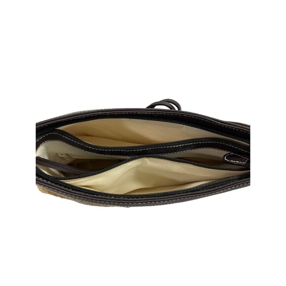 Etienne Aigner Women's Brown And Beige Woven Shoulder Bag and Wallet 2 Piece Set - Picture 13 of 16